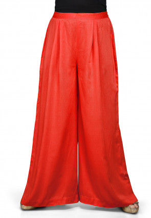 Plain Rayon Palazzo in Red