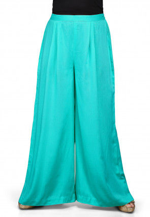 Plain Rayon Palazzo in Turquoise