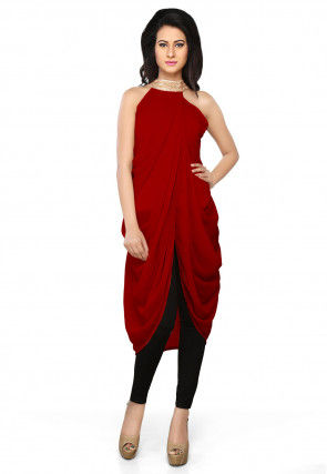 Plain Georgette Tunic in Red
