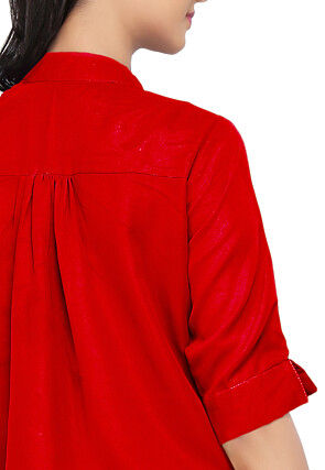 Embroidered Georgette Top in Red