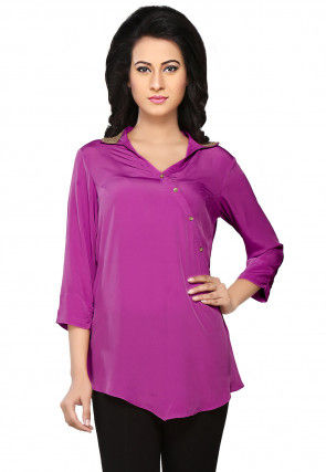 Plain Crepe Top in Purple
