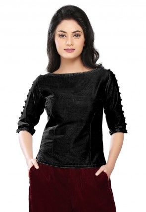 Dupion Silk Top in Black