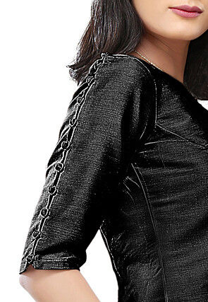 Dupion Silk Top in Black