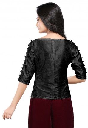 Dupion Silk Top in Black