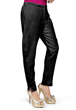 Plain Art Silk Trouser in Black