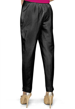 Plain Art Silk Trouser in Black