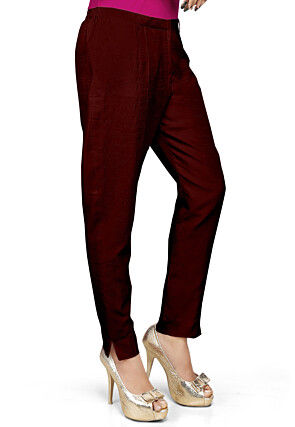 Art Silk Straight Pant in Maroon