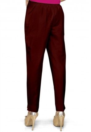 Art Silk Straight Pant in Maroon