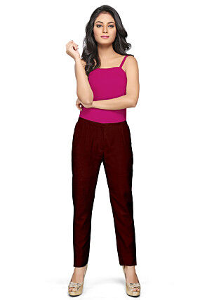 Art Silk Straight Pant in Maroon