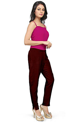 Art Silk Straight Pant in Maroon