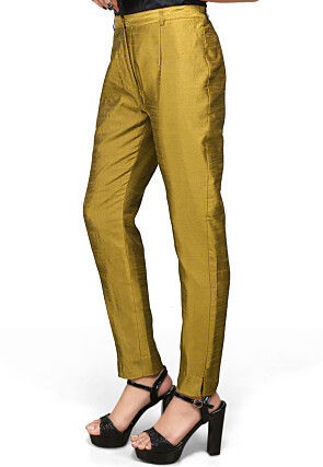 Art Silk Straight Pant in Olive Green