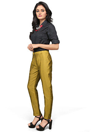 Art Silk Straight Pant in Olive Green