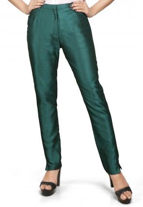 Art Silk Straight Pant in Teal Green
