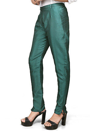 Art Silk Straight Pant in Teal Green