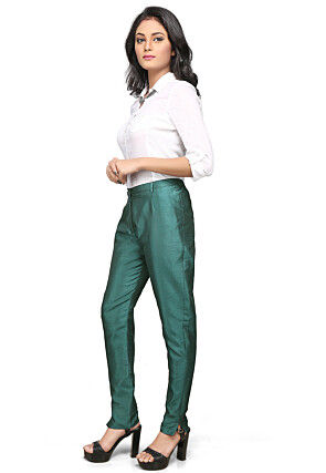 Art Silk Straight Pant in Teal Green