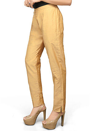 Cotton Silk Straight Pant in Beige