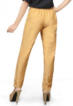 Cotton Silk Straight Pant in Beige