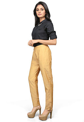 Cotton Silk Straight Pant in Beige