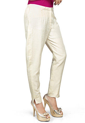 Art Dupion Silk Straight Pant in Off White