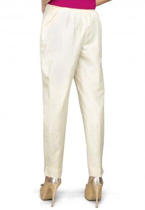 Art Dupion Silk Straight Pant in Off White