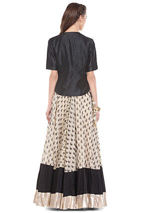 Plain Dupion Silk Top in Black