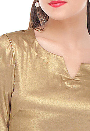 Plain Shimmer Georgette Top in Golden