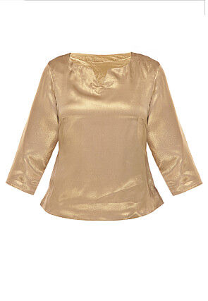 Plain Shimmer Georgette Top in Golden