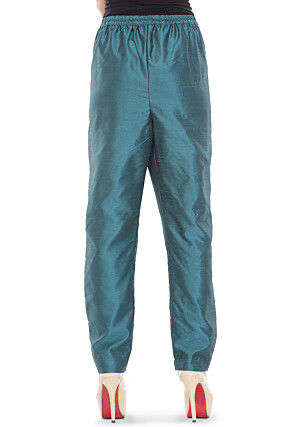 Plain Dupion Silk Pant in Teal Blue