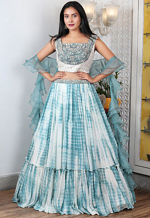 Sky Blue designer lehenga choli - New India Fashion