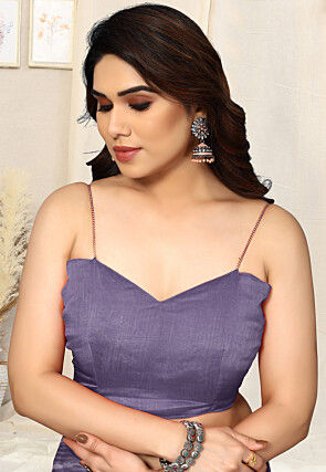 Tie Dye Printed Chiffon Saree in Purple