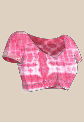 Tie Dye Printed Cotton Linen Saree in Pink