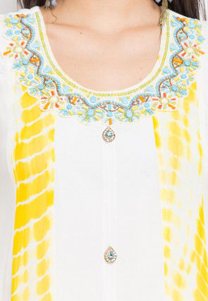 Tie Dye Printed Georgette Anarkali Kurta in Off White