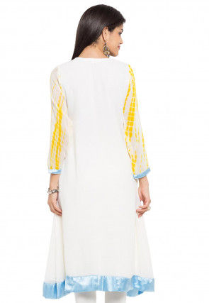 Tie Dye Printed Georgette Anarkali Kurta in Off White
