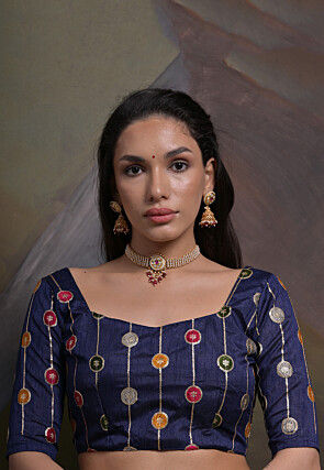 Tie Dye Printed Georgette Scalloped Saree in Navy Blue