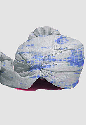 Tie Dye Printed Pure Kota Silk Unisex Turban in White