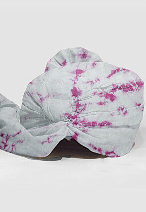 Tie Dye Printed Pure Kota Silk Unisex Turban in White
