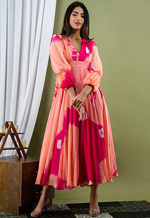 Printed Chiffon Dress in Dusty Pink