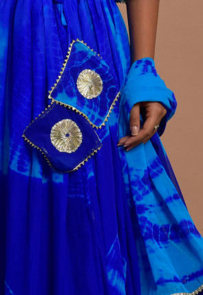 Tie Dyed Chiffon Lehenga in Blue