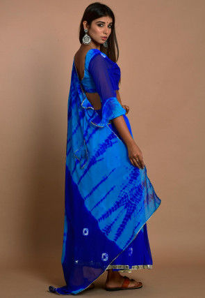 Tie Dyed Chiffon Lehenga in Blue