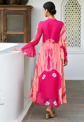 Tie Dyed Chiffon Maxi Dress in Peach