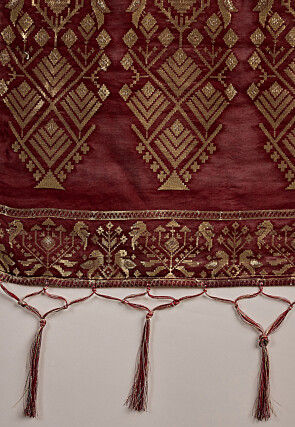 Tie Dyed Cotton Silk Saree in Off White and Magenta