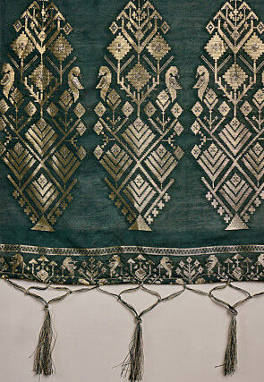 Tie Dyed Cotton Silk Saree in Off White and Teal Blue