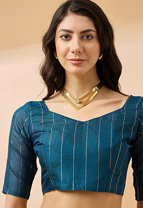 Tie Dyed Cotton Silk Saree in Teal Blue