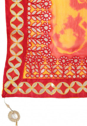 Tie Dyed Chiffon Dupatta in Mustard