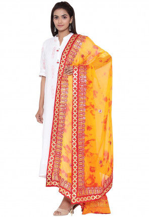 Tie Dyed Chiffon Dupatta in Mustard