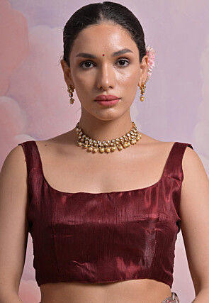 Tie Dyed Georgette Scalloped Saree in Maroon