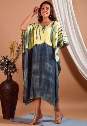 Buy Tie Dyed Rayon Kaftan in Blue Online : TAN122 - Utsav Fashion