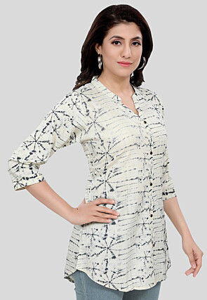 Tie Dyed Rayon Tunic in Off White