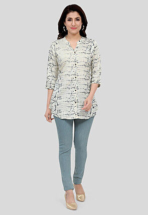 Tie Dyed Rayon Tunic in Off White