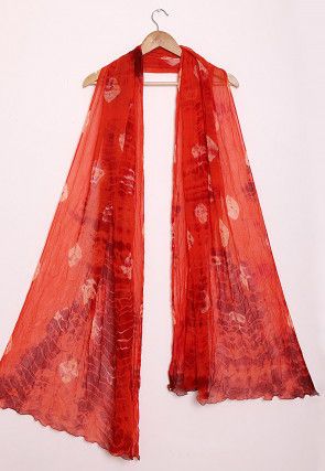 Tie N Dye Chiffon Dupatta in Red